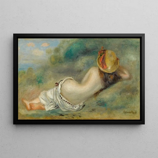 PierreAuguste Renoir - Baigneuse Allonge De Dos Avec Un Chapeau De Paille Or Femme Couche Sur Lherbe.webp
