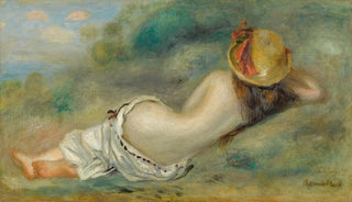 PierreAuguste Renoir - Baigneuse Allonge De Dos Avec Un Chapeau De Paille Or Femme Couche Sur Lherbe.webp