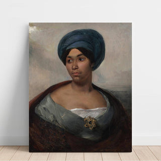 Portrait d'une femme au turban bleu - Eugène Delacroix | Reproduction Tableau Décoration murale affiche copie