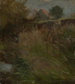 Prairie en arrière-plan avec une maison de paysan - Hans Thoma