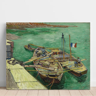 Quai avec des hommes déchargeant des barges de sable - Vincent van Gogh | Reproduction Tableau Décoration murale affiche copie
