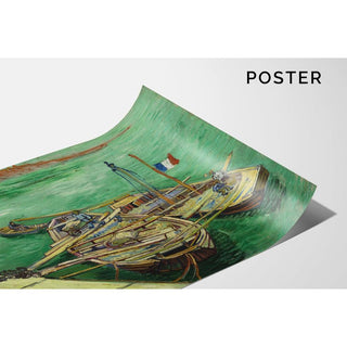 Quai avec des hommes déchargeant des barges de sable - Vincent van Gogh | Reproduction Tableau Décoration murale affiche copie