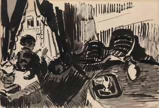 Rik Wouters - Nel Sewing before the Burtterfly Sofa.webp