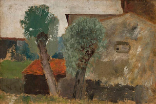 Tadeusz Makowski - Fragment of a house with two trees.webp