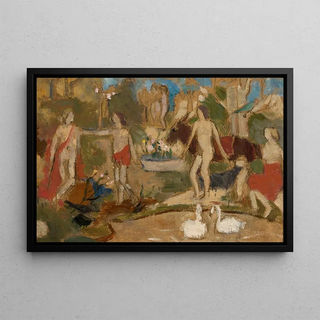 Tadeusz Makowski - Garden scene with figures and swans.webp