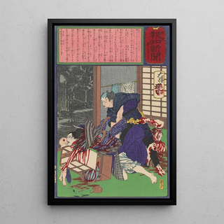 Tsukioka Yoshitoshi - The Plasterer Toyokichi Murdering His Mistress Oei and Her Family.webp