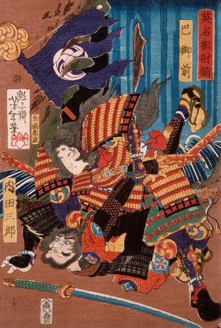 Tsukioka Yoshitoshi - Tomoe Gozen Wife of Kiso Yoshinaka Defeating Uchida Sabur.webp
