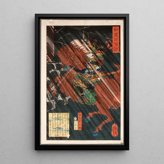 Tsukioka Yoshitoshi - Watanabe Genji Tsuna on a Horse in the Rain.webp