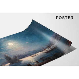 Vue du Bosphore avec Sainte-Sophie et la Tour de la Vierge au clair de lune - Ivan Konstantinovich Aivazovsky | Reproduction Tableau Décoration murale affiche copie