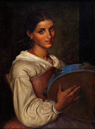 Wilhelm Marstrand - Italian girl with a blue tambourine.webp