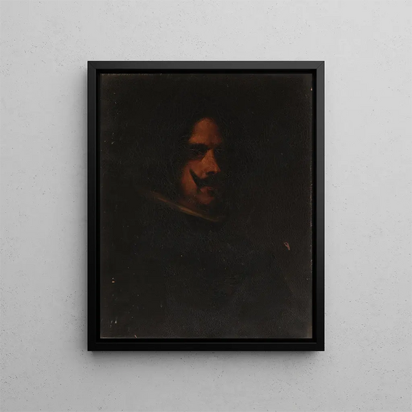 Head of a Man Copy after Diego Velázquez - William Merritt Chase — framed artwork on a wall