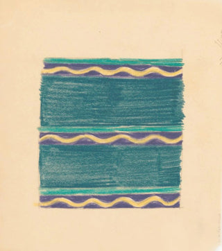 Winold Reiss - Miscellaneous small sketches for inlaid table tops Design with green lines and yellow wave motif.webp