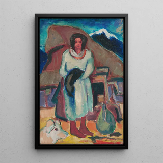 Zolo Palugyay - Study of a Village Girl in front of a Cottage.webp