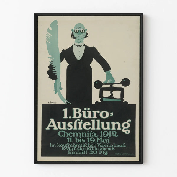 Vintage poster of the first exhibition at the Chemnitz office, 1912