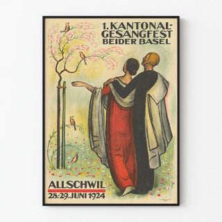 Vintage poster 1924 Singing Festival 1st Canton Beider Basel Allschwil