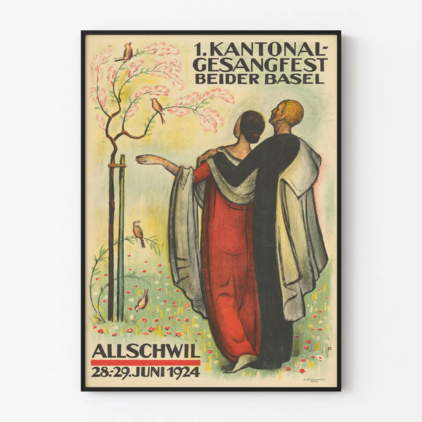 Vintage poster 1924 Singing Festival 1st Canton Beider Basel Allschwil