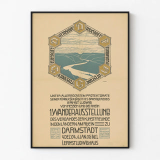 Vintage poster for the 1904 traveling exhibition in Darmstadt