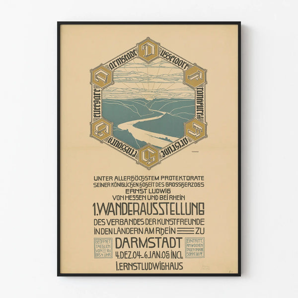 Vintage poster for the 1904 traveling exhibition in Darmstadt