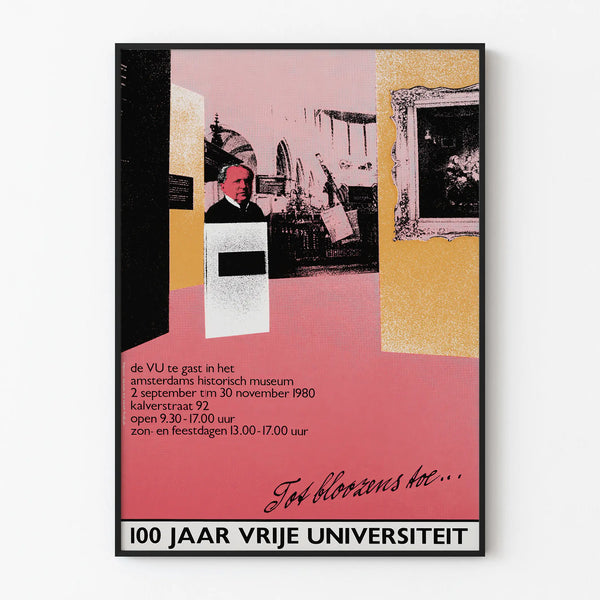 Vintage poster celebrating 100 years of the Free University of Amsterdam