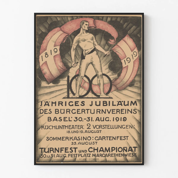 Poster Centennial Jubilee Burgerturnverein Basel 1919 Vintage Wall Decoration