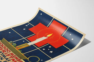 Vintage Red Cross Poster and Christmas Candle