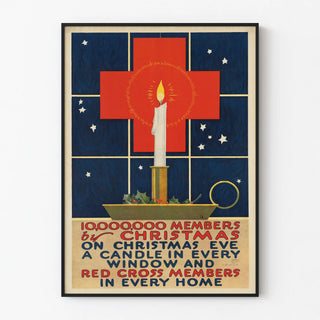 Vintage Red Cross Poster and Christmas Candle