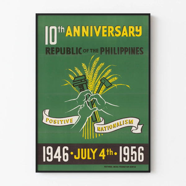 Vintage poster celebrating the 10th anniversary of the Republic of the Philippines