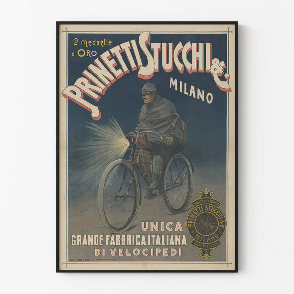 Vintage Prinetti Stucchi Milan Poster - Retro Bicycle Wall Decoration