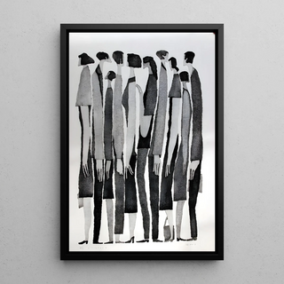 Black and white decorative design panel - Silent Multitude
