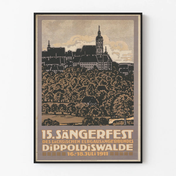 Vintage poster of the 15th Sängerfest in Dippoldiswalde 1911