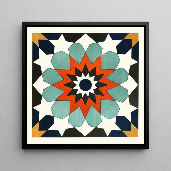18 decorative tile plaques of the Afghan Delimitation Commission Pl 04 - Afghan Delimitation Commission — framed artwork on a wall