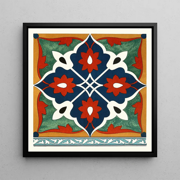 18 plaques de carreaux ornementaux de la Commission de délimitation afghane Pl 08 - Afghan Boundary Commission — framed artwork on a wall
