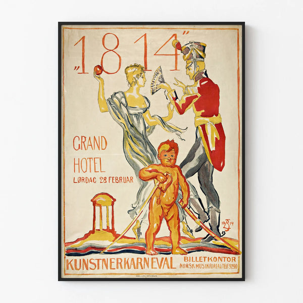 Vintage poster wall decoration Kunstnerkarneval 1814