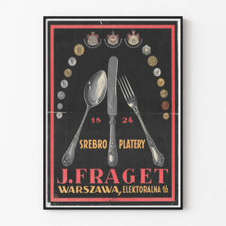 Vintage poster J. Fraget silverware 1824 Warsaw