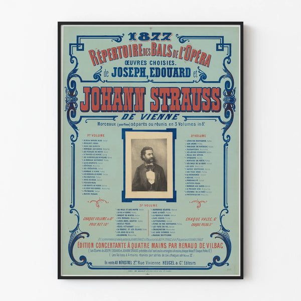 Vintage Poster of the Opera Ball Directory 1877 Johann Strauss