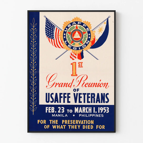 Vintage poster Reunion USAFFE veterans 1953 retro wall decoration