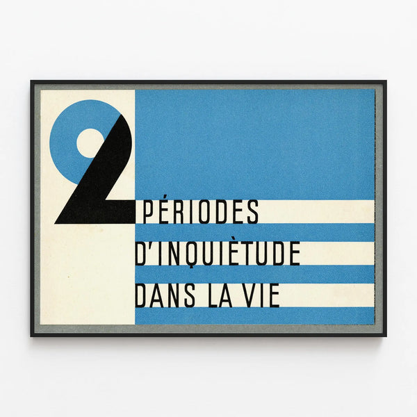Graphic poster of two periods of concern in life — framed artwork on a wall