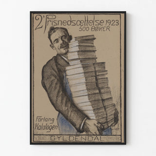 Vintage poster 1923 - Man carrying a stack of books for Gyldendal