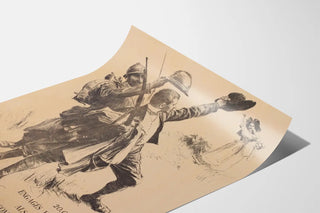 Vintage poster of Alsatian-Lorraine volunteers engaged with the French armies