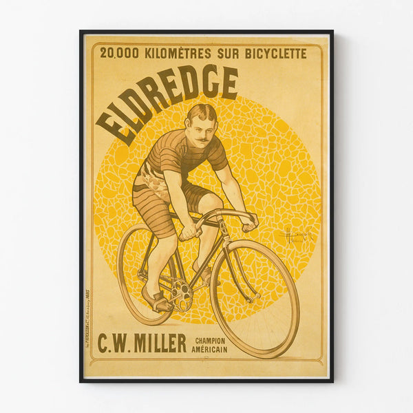 Vintage poster Eldredge 20,000 kilometers on bicycle