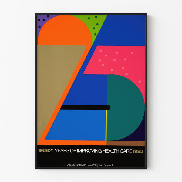 Vintage poster celebrating 25 years of healthcare improvements 1968-1993