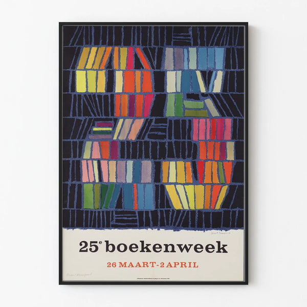 Decorative poster for the 25th Book Week 1960 - Vintage colorful library poster