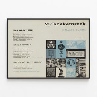 Vintage poster for the 25th Boekenweek, March 26 – April 2 — framed artwork on a wall