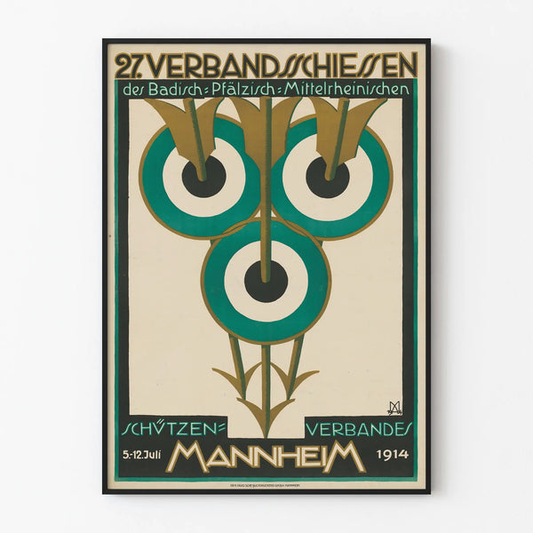 Vintage poster of the Mannheim shooting competition 1914 wall decoration