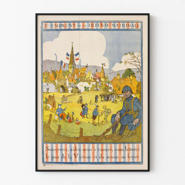Vintage Poster of the Second Loan for National Defense - Patriotic Wall Decoration