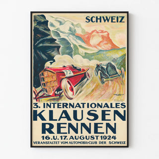 Vintage Poster of the International Car Race Klausenrennen 1924 Switzerland