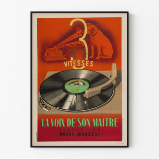 Vintage poster La Voix de Son Maître 3 speeds