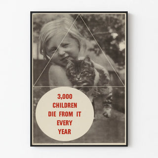 Vintage poster raising awareness about children: 3,000 annual deaths