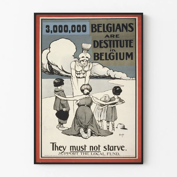 Vintage poster 3 Million Belgians in Distress - Engaged wall decoration