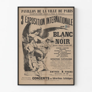 Vintage poster for the 3rd International Exhibition of White and Black, Paris 1888